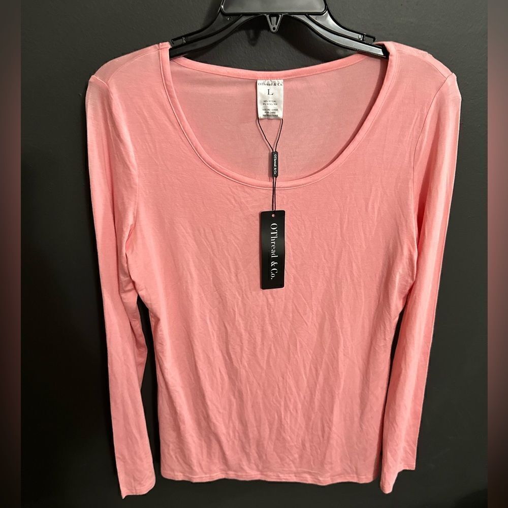 OThread and Co Scoopneck Pink Long Sleeve Tshirt NWT L